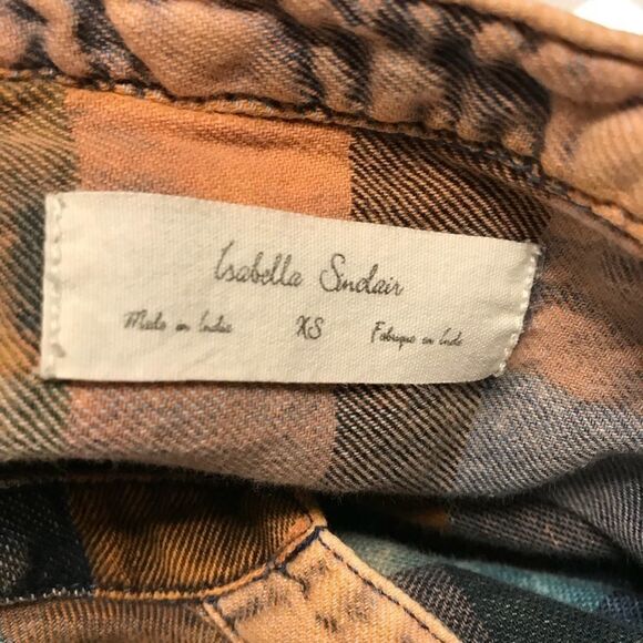 Anthro Isabella Sinclair plaid ruffle henley - Picture 4 of 5